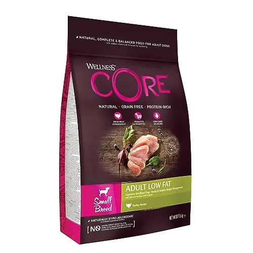Wellness CORE Small Breed Low Fat - Hundefutter für kleine Rassen, 5 kg, getreidefrei und mit 36% Fleischanteil für optimale Gesundheit und Gewichtskontrolle
