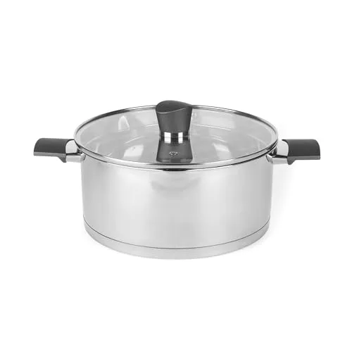Russell Hobbs RH01168EU7 Excellence 24 cm Suppentopf – Edelstahl-Kochtopf, Glasdeckel, induktionsgeeignet, Ausgießlippe, hochglanzpoliert, PFOA-frei, 4,8 l Fassungsvermögen, Suppen und Eintöpfe