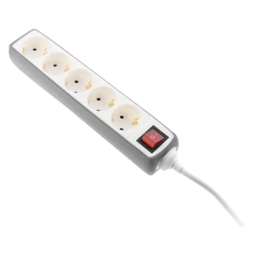 Zenitech, 5-fach Schuko 16A Steckdosenleiste mit integriertem Schalter, stoßfester Silikonmantel, HO5VV-F 3G1,5mm² Verkabelung, Leistung 3680W bei 230V, 1,5m Kabel, Farben Grau, Taupe oder Blau