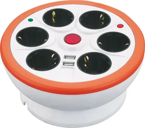 Garza 420011 Steckdosenleiste 6-fach mit Schalter und USB