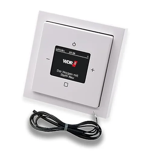 Busch Jäger DAB+ (DAB PLUS) Unterputz Radio (8215U-101) Future Linear Studioweiß, Komplett-Set 8215 U – 101, Rahmen und Radioabdeckung + 0,9 Meter EBROM Wurfantenne zur Empfangsoptimierung