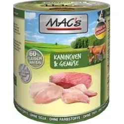 Mac s Hunde-Nassfutter Kaninchen und Gemüse 800 g - getreidefreies Alleinfutter, reich an Vitaminen und Nährstoffen für ein gesundes Hundeleben