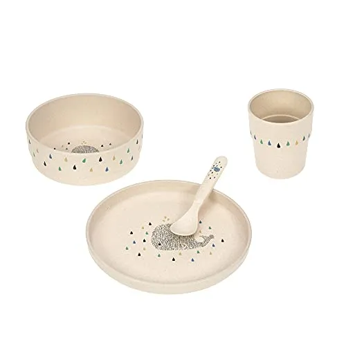LÄSSIG Kindergeschirr Set Little Water Whale in beige von LÄSSIG