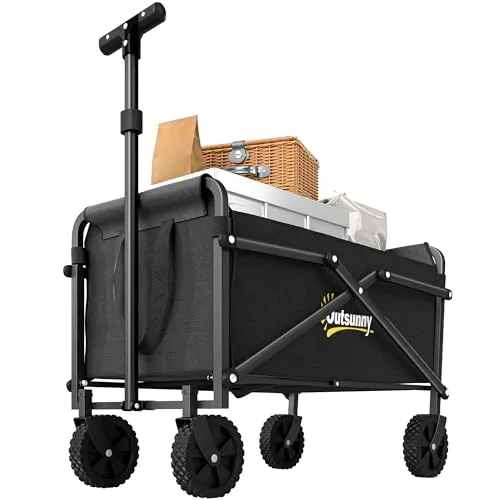 Outsunny Faltbarer Bollerwagen 360° Gartenwagen - Vielseitiger Handwagen mit 60 kg Tragkraft, ideal für Garten, Strand oder Camping. Robuster Metallrahmen und wasserabweisender Stoff sorgen für Langlebigkeit. Praktisch faltbar und mit verstellbarem Griff für optimalen Komfort.