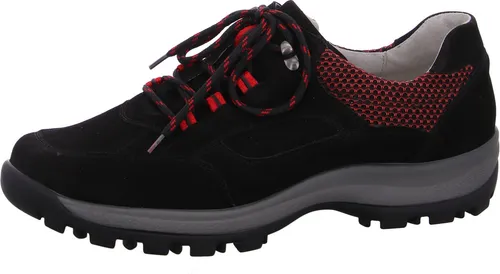 Waldläufer Holly Wanderschuh Schwarz - Schnürer mit herausnehmbarem Fußbett für individuelle Anpassung, ideal für aktive Frauen. Die robuste Sohle bietet Stabilität und Traktion auf jedem Untergrund.