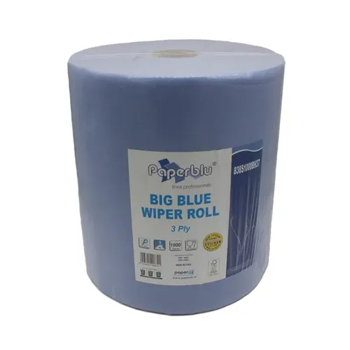 Paperdi 3-lagige Putztuchrolle 340 m - Blau - Hochwertige Putzlumpen & Tücher, ideal für Industrie und Lebensmittelbereich. Reißfest, langlebig und perfekt für Öl, Schmutz und Wasser. 1000 Abrisse pro Rolle für effizientes Arbeiten.