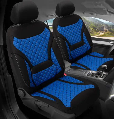 BREMER SITZBEZÜGE Autositzbezug Set für BMW X5 E70 (2006-2013) - Hochwertige Schonbezüge in Schwarz/Blau, passend für BMW X5 E70. Einfach anzubringen mit Klettsystem und inklusive praktischen Taschen. Optimaler Schutz und elegantes Design für ein stilvolles Fahrerlebnis.