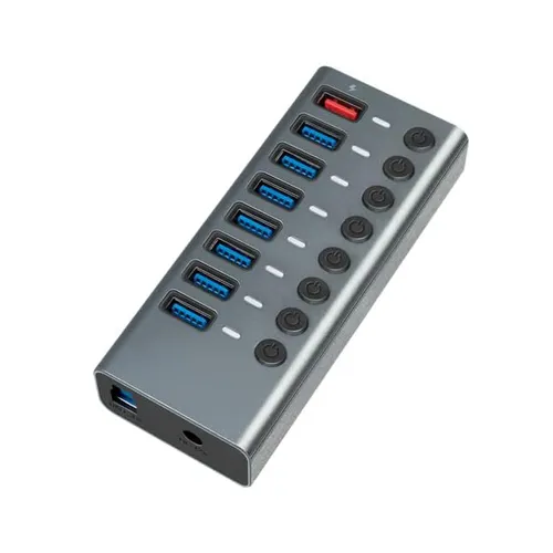 USB-Hub 7x 3.0 +1 Aluminium-Splitter – 8 Ports Multiport-Eingangsstation