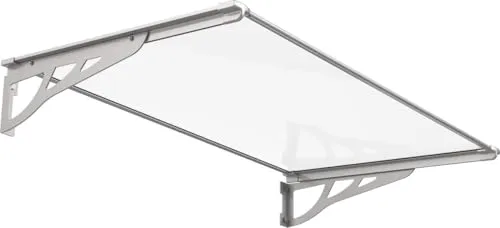 TrendLine Vordach Nancy 140 x 90 cm - Silber mit Polycarbonat-Abdeckung - Außenanbau: Robustes Vordach mit UV-beständiger Polycarbonat-Abdeckung, ideal für einen stilvollen Eingangsbereich.
