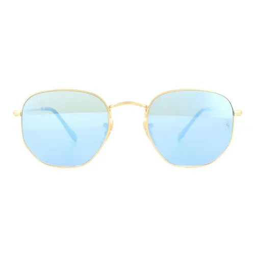 Ray-Ban Sonnenbrillen Hexagonal 3548N 001/9O Gold Blau Verlauf Spiegel 54mm