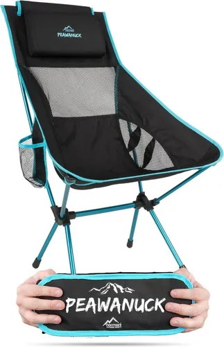 normani Ultraleichter Campingstuhl - Blau - Praktischer Campingstuhl mit geringem Packmaß und hohem Sitzkomfort. Ideal für lange Touren, leicht und stabil, mit individuell anpassbarem Nackenkissen und seitlichem Getränkehalter. Perfekt für entspannte Momente in der Natur.