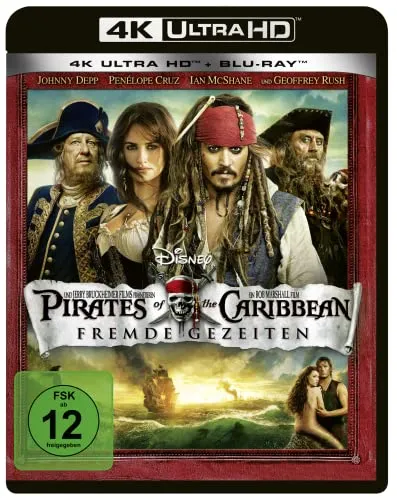 Pirates of the Caribbean 4 - Fremde Gezeiten (4K Ultra HD) + Blu-ray 2D - Fantasy-Abenteuerfilm in atemberaubender 4K Ultra HD-Qualität, ideal für Filmabende mit Freunden oder Familie, freigegeben ab 12 Jahren.