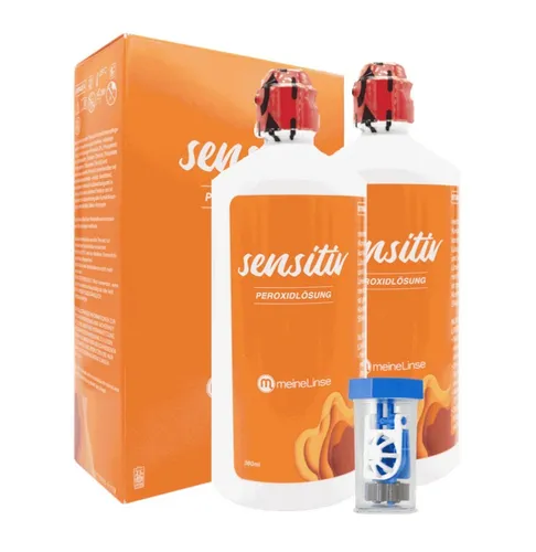 meineLinse sensitiv konservierungsmittelfreie Peroxidlösung 2 x 360ml + Behälter