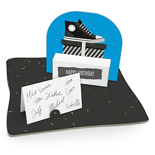itenga Sneaker Geldgeschenk Gastgeschenk Verpackung Einkaufen Gutschein mit Bodenplatte, Geschenkkarte und Stickerbogen