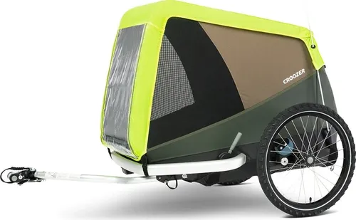 Croozer Regenverdeck für Dog Hundeanhänger - Fahrradanhänger mit wasserdichtem 5.000 mm Stoff, sorgt für trockene Fahrten und optimale Sichtbarkeit dank auffälligem Lightning yellow und Reflexstreifen.