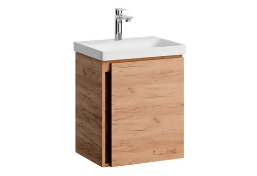 Planetmöbel Waschtisch Unterschrank mit Waschbecken 50 cm Gold Eiche - Eleganter Waschtisch Unterschrank in gold-eiche, ideal für kleine Bäder mit kompakten Maßen (49x37x59 cm) und integriertem Waschbecken.