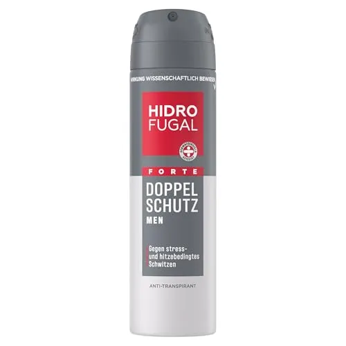 Hidrofugal MEN FORTE DOPPEL SCHUTZ Spray, Deospray mit starkem Antitranspirant Schutz gegen stress- und hitzebedingtes Schwitzen, Deodorant ohne Ethylalkohol (150 ml)