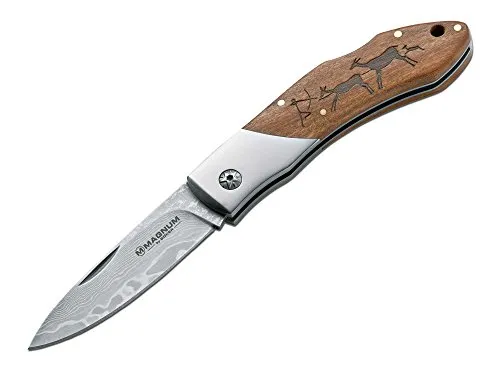 Magnum Taschenmesser Caveman Damast - Hochwertiges Taschenmesser mit 19,4 cm Gesamtlänge und Damastklinge, ideal für Outdoor-Abenteuer und Sammler.