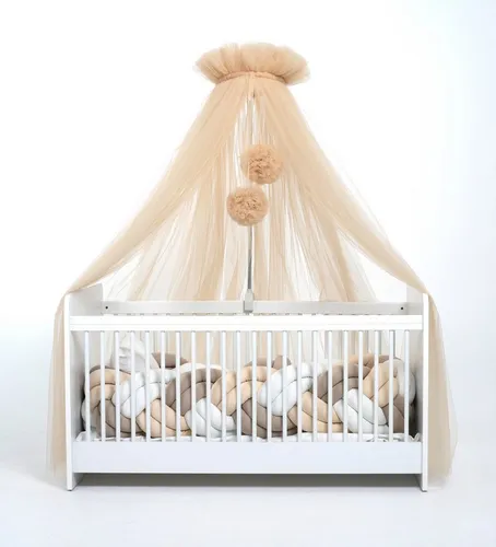 Baby Fancyroom Betthimmel Tüll mit Bommeln - Vielseitiger Betthimmel aus zartem Tüll, 165 cm lang. Schafft eine romantische Atmosphäre für jedes Kinderzimmer und sorgt mit flauschigen Pompons für hübsche Akzente. Ideal für eine gemütliche Schlafumgebung.
