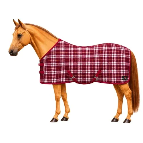Brama-West Fleece Abschwitzdecke Pferd – Atmungsaktive Anti-Pilling Decke (Bordeaux/Weiß, 135)
