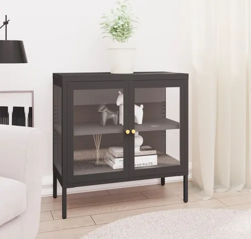 vidaXL Sideboard Anthrazit 70x35x70 cm aus Stahl und Glas in grau von vidaXL