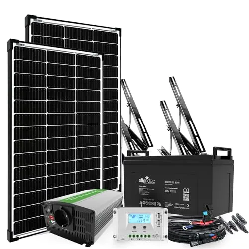 Offgridtec 200W Garten-Solaranlage mit 12V AGM Akku und 500W Wechselrichter