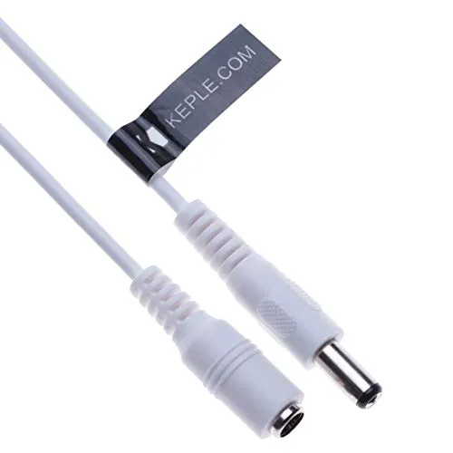 DC-Verlängerungskabel mit 2,1 mm / 5,5 mm Stecker auf Buchse 1m Anschluss CCTV-Netzkabeladapter Kompatibel mit CCTV Security Camera, IP Camera, DVR Standalone, LED Strip, Monitors (Weiß)