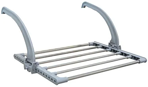 EYEPOWER Heizkörper Wäsche-Trockner 47 x 32 cm - Wäscheständer mit 6 Trockenstangen, verstellbarer Tiefe und rostfreiem Edelstahl – ideal für Balkon, Bad oder Camping, platzsparend und sofort einsatzbereit!