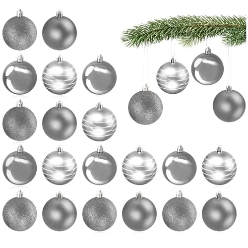 com-four® 20x Weihnachtskugeln, Christbaumkugeln bruchsicher aus Kunststoff für Weihnachten, Baumschmuck für den Christbaum mit Anhänger, Ø 6 cm