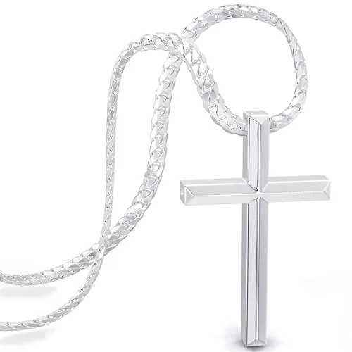 SERASAR Herren Kreuz-Halskette aus Silber mit Panzerkette von SERASAR