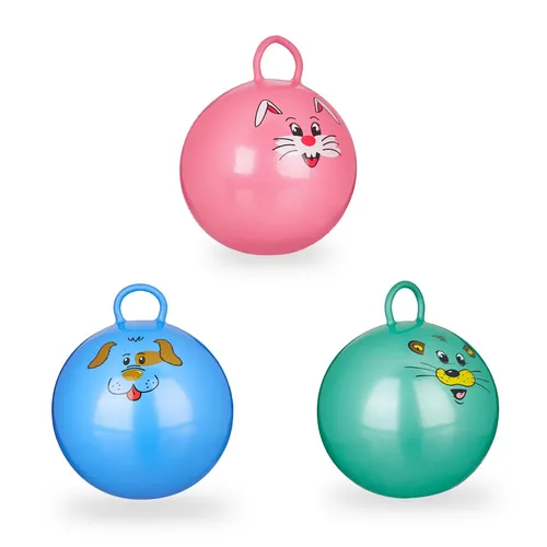 Hüpfball Set für Kinder - Skippy Ball mit Griff - 3-teiliges Hüpfball Set aus hochwertigem PVC, ideal für aktive Kinder, fördert die Bewegungskoordination und sorgt für stundenlangen Spaß!
