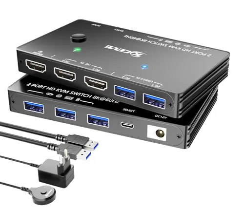 ESKEVE HDMI KVM Switch 2 PC 1 Monitor 8K@60Hz von ESKEVE