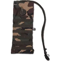 MFH Trinkblase und Carrier MOLLE Woodland - Camping & Outdoor Trinkblasen, 2.5L auslaufsicheres Trinksystem mit hygienischem Mundstück und PALS-Befestigung für zusätzliche Taschen.