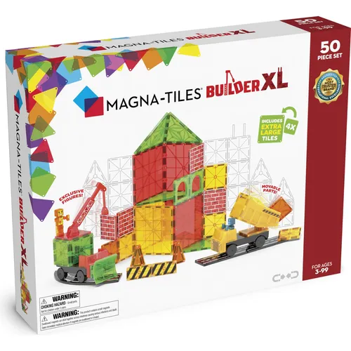 MAGNA-TILES® Builder XL 50-Piece - Modellbauzubehör für kreative Bauprojekte. Das Set enthält austauschbare Teile für Fahrzeuge und fördert spielerisch die Feinmotorik und Kreativität von Kindern ab 3 Jahren.