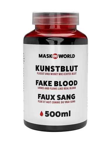Maskworld Theaterschminke Kunstblut 500 ml Filmblut - Halloween Kostüm Deko (2-tlg), Fließt und wirkt wie echtes Blut – ideal für alle Anwendungen, bei