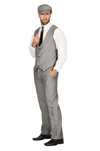 WILBERS & WILBERS Peaky Blinders Anzug Schwarz-Weiß 20er Jahre - Eleganter Anzug mit langer Hose, Weste und Schiebermütze für ein authentisches 20er-Jahre-Festival-Feeling. Perfekt für besondere Anlässe und stilvolle Auftritte.