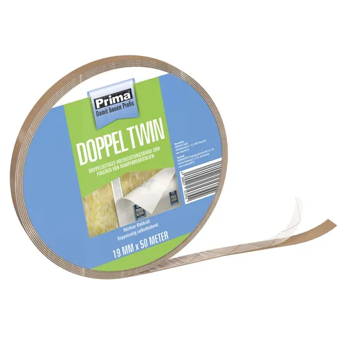 Prima Doppel Twin doppelseitiges Hochleistungsband Klebeband 19 mm x 50 m