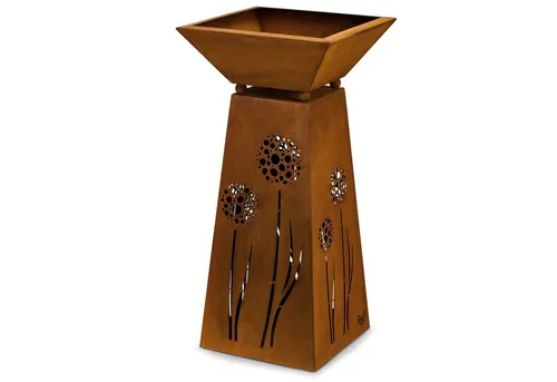 Rostikal Dekosäule Pflanzsäule Edelrost 72 cm mit Pflanzschale – Metall Gartendeko (Set, Set), Konische Metallsäule mit abnehmbarer Schale – wetterfest & standfest