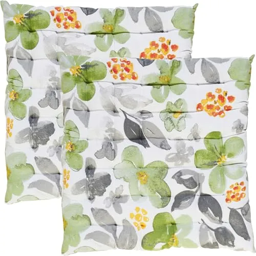 REDBEST Stuhlkissen 2er-Pack mit Blumenmotiven in grün von REDBEST