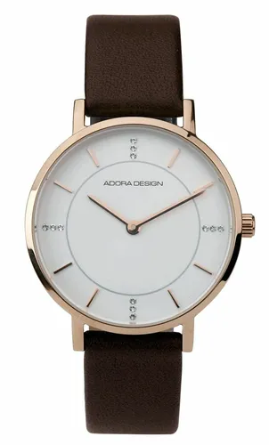 Adora Damenuhr Ø 31mm mit Lederband & Edelstahl in Roségold von Adora