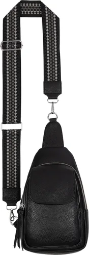 Brusttasche Umhängetasche Cross Body Bag Kunstleder BLACK (L-318)