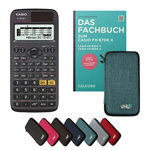 Produktbild Casio fx-87DE X inkl. Schutztasche und Fachbuch – Wissenschaftlicher Rechner für Schule und Studium