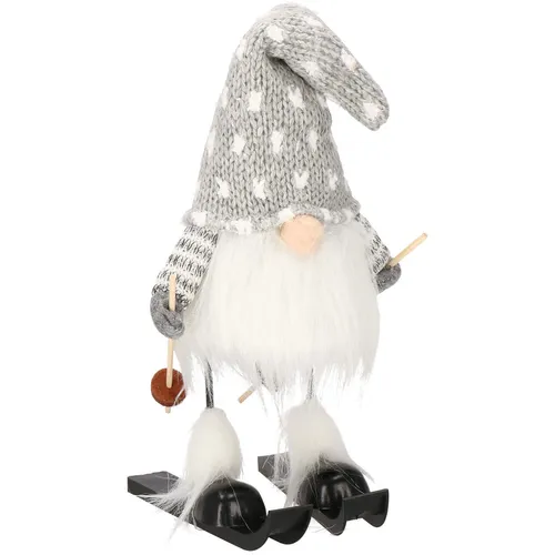 SPRINGOS Wackelfigur Zwerg mit Ski Wichtel Gnom Skizwerg Weihnachtsfigur 15x34cm