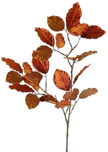 artplants.de Deko Buche Zweig GALFHY, Kupfer, 70cm - Samt Buchenzweig