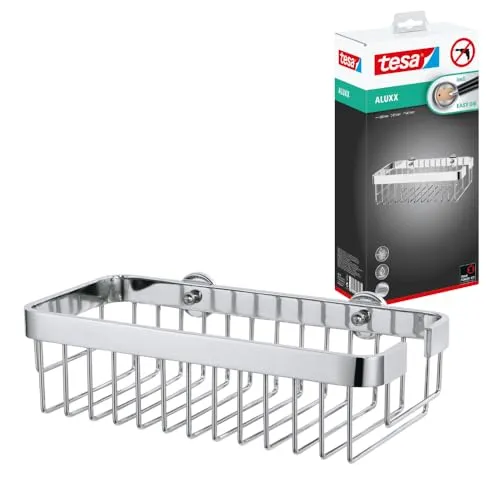 tesa Aluxx Caddy Selbstklebend - Badezimmerzubehör mit hoher Funktionalität, einfacher Montage und elegantem Design – ideal für mehr Stauraum im Bad.