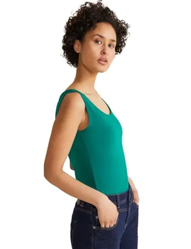Street One Damen Basic Top in Unifarbe Intense Aqua 40 von Street One