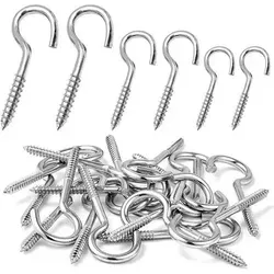 Schraubhaken Edelstahl Deckenhaken M3 M4 M5 Set, 30 Stück - Sichere und langlebige Befestigungen für Haushalt und Garten: 30-teiliges Set aus hochwertigem Edelstahl 304 mit M3, M4 und M5 Schraubhaken. Ideal zum Aufhängen von Kunstwerken, Lichtern und mehr – korrosionsbeständig und leicht zu installieren.