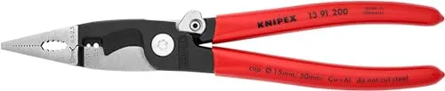 Knipex Elektro-Installationszange 13 91 200 - 6 Funktionen in einer Zange - Abisolierzangen mit integrierter Öffnungsfeder für müheloses Arbeiten. Ideal für Elektroinstallationen – greift, schneidet und crimpt effizient.