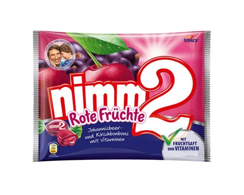 NIMM2 Süßigkeit, Storck Nimm2 Bonbon Rote Früchte mit Vitamen und Füllung 240g