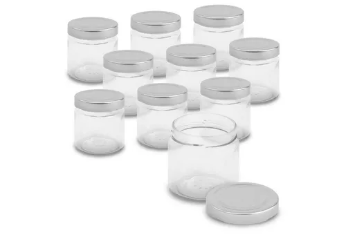 itenga Marmeladenglas itenga Set 10 Marmeladengläser rund mit silbernem Deckel 212ml